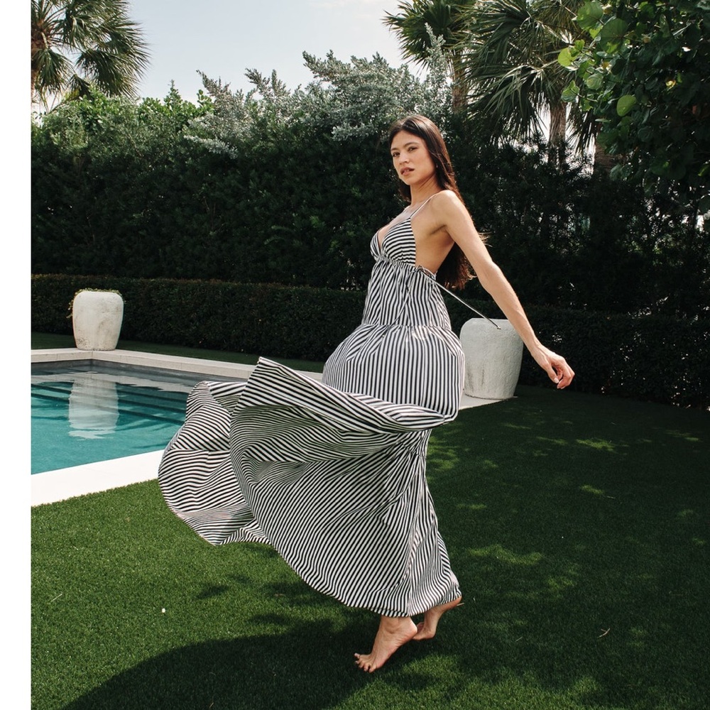 Hevron Jalen Striped Maxi Dress NWT XS